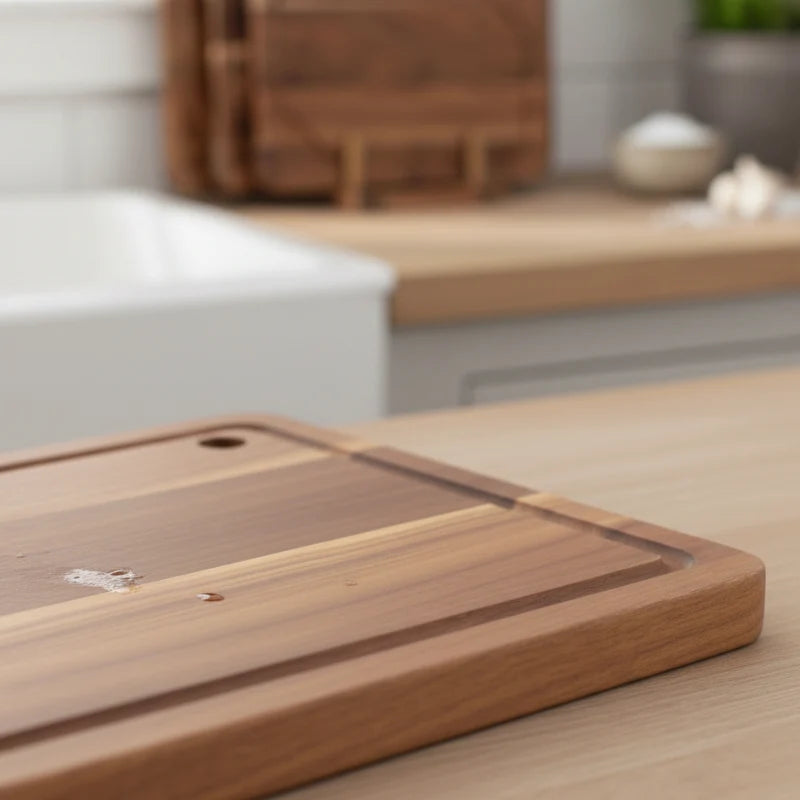 3-Piece Acacia Wood Cutting Board Set with Juice Groove and Storage Stand – Knife-Friendly, Moisture Resistant, Ideal for Meat, Vegetables, Cheese 2