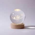 3D Engraved LED Lamp - Spherical Night Light with Warm White Glow - USB Powered Home Decor 10