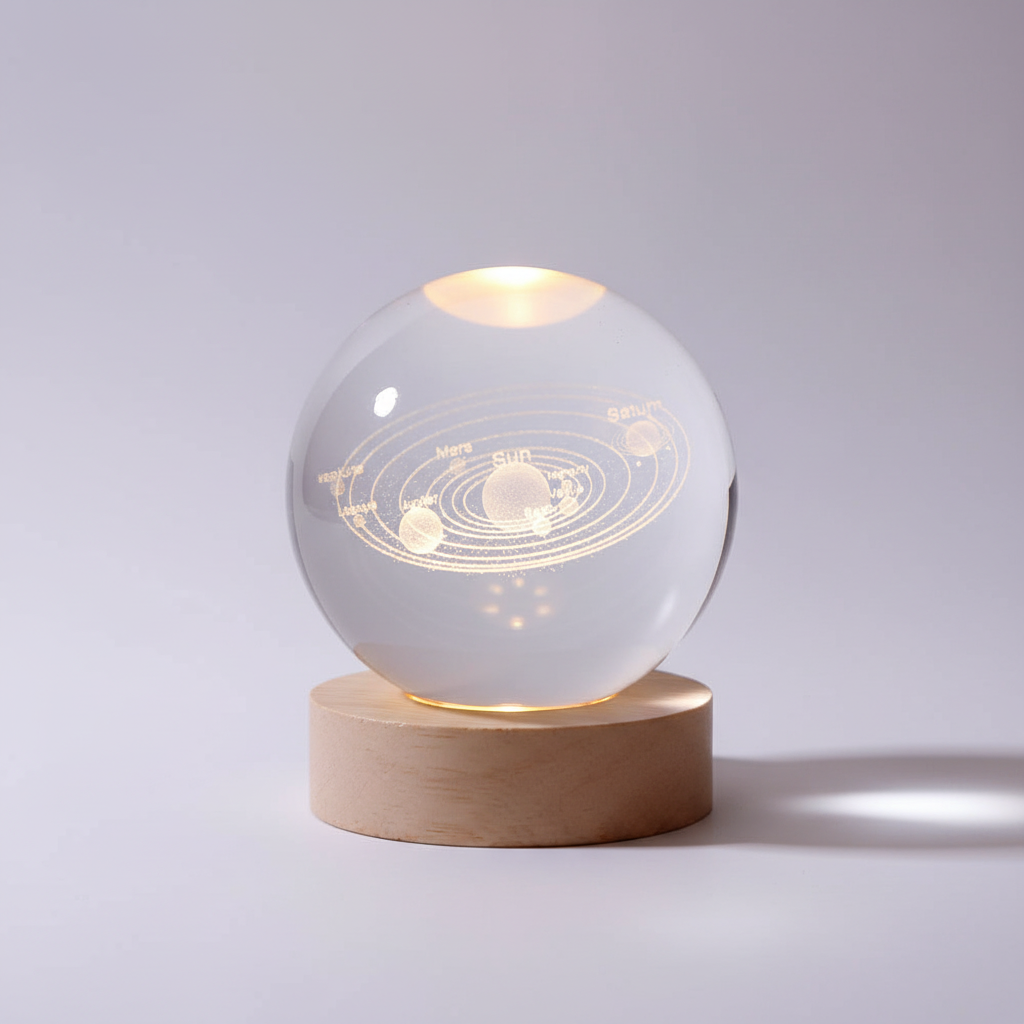 3D Engraved LED Lamp - Spherical Night Light with Warm White Glow - USB Powered Home Decor 10