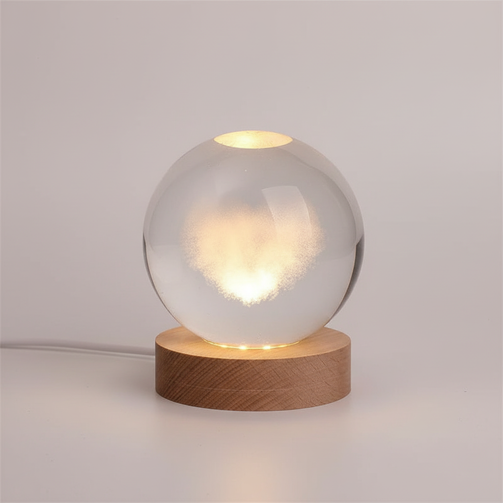 3D Engraved LED Lamp - Spherical Night Light with Warm White Glow - USB Powered Home Decor 11