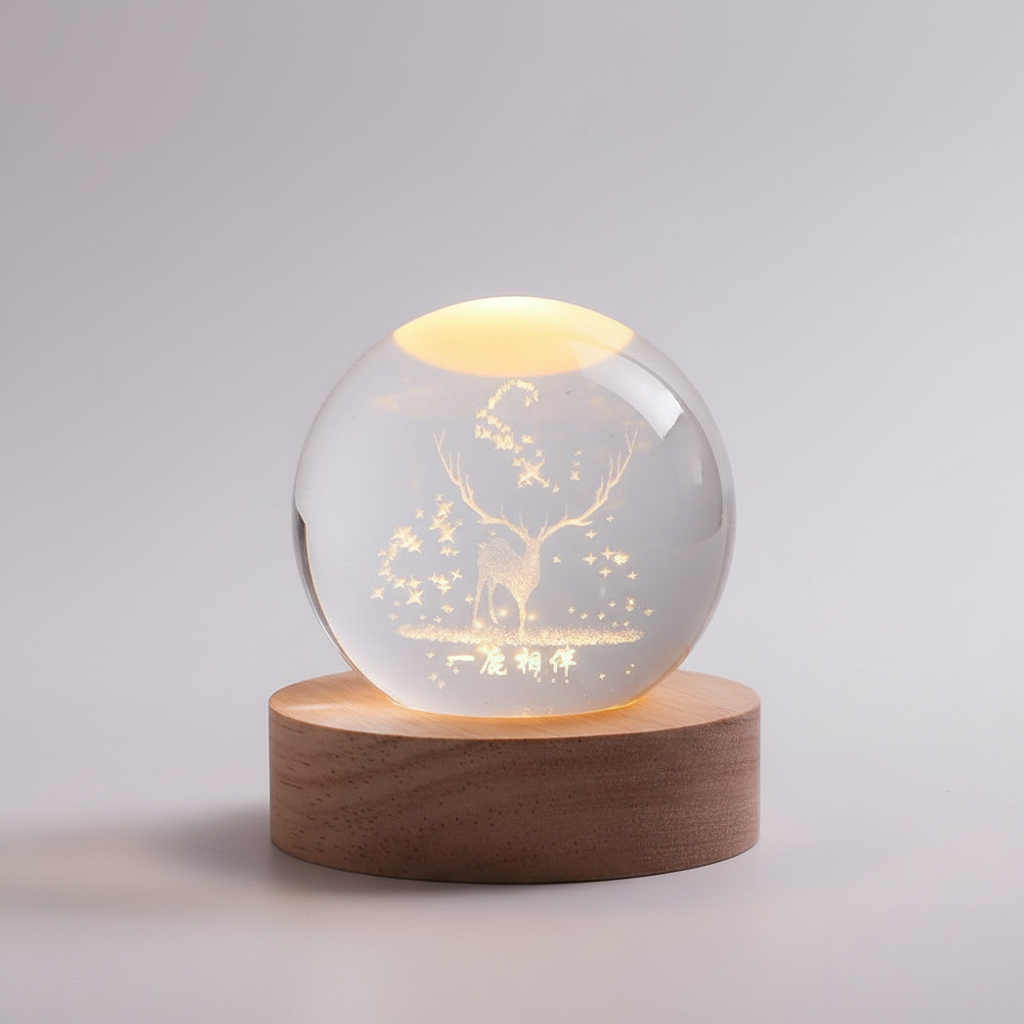 3D Engraved LED Lamp - Spherical Night Light with Warm White Glow - USB Powered Home Decor 13
