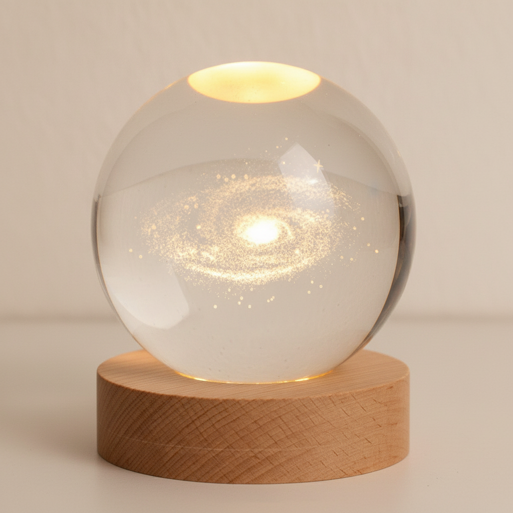3D Engraved LED Lamp - Spherical Night Light with Warm White Glow - USB Powered Home Decor 3