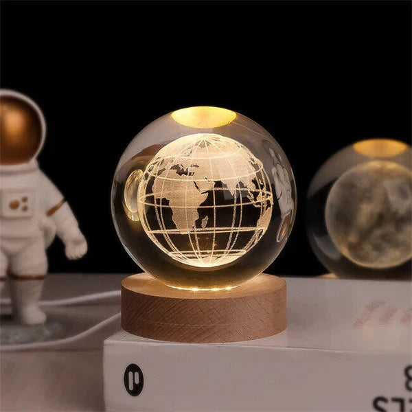 3D Engraved LED Lamp - Spherical Night Light with Warm White Glow - USB Powered Home Decor 5