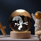 3D Engraved LED Lamp - Spherical Night Light with Warm White Glow - USB Powered Home Decor 6