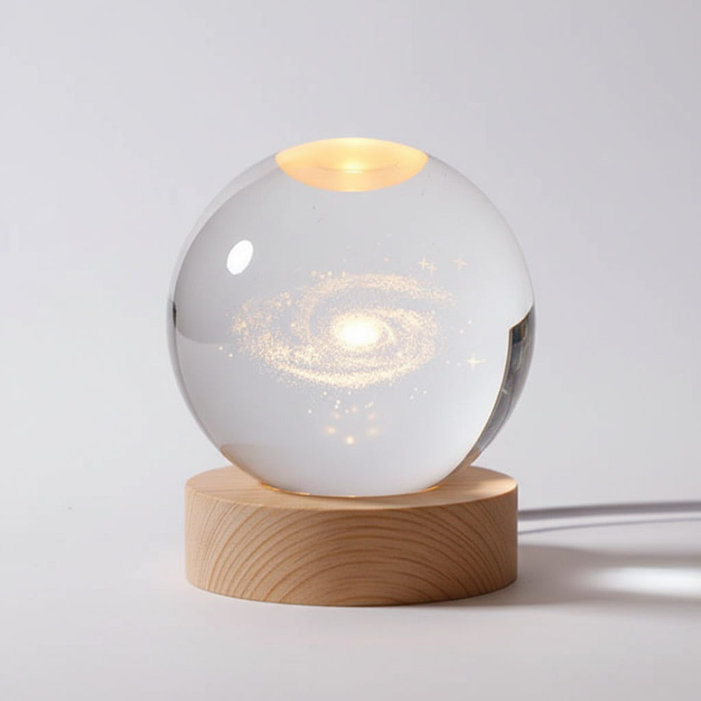 3D Engraved LED Lamp - Spherical Night Light with Warm White Glow - USB Powered Home Decor 9