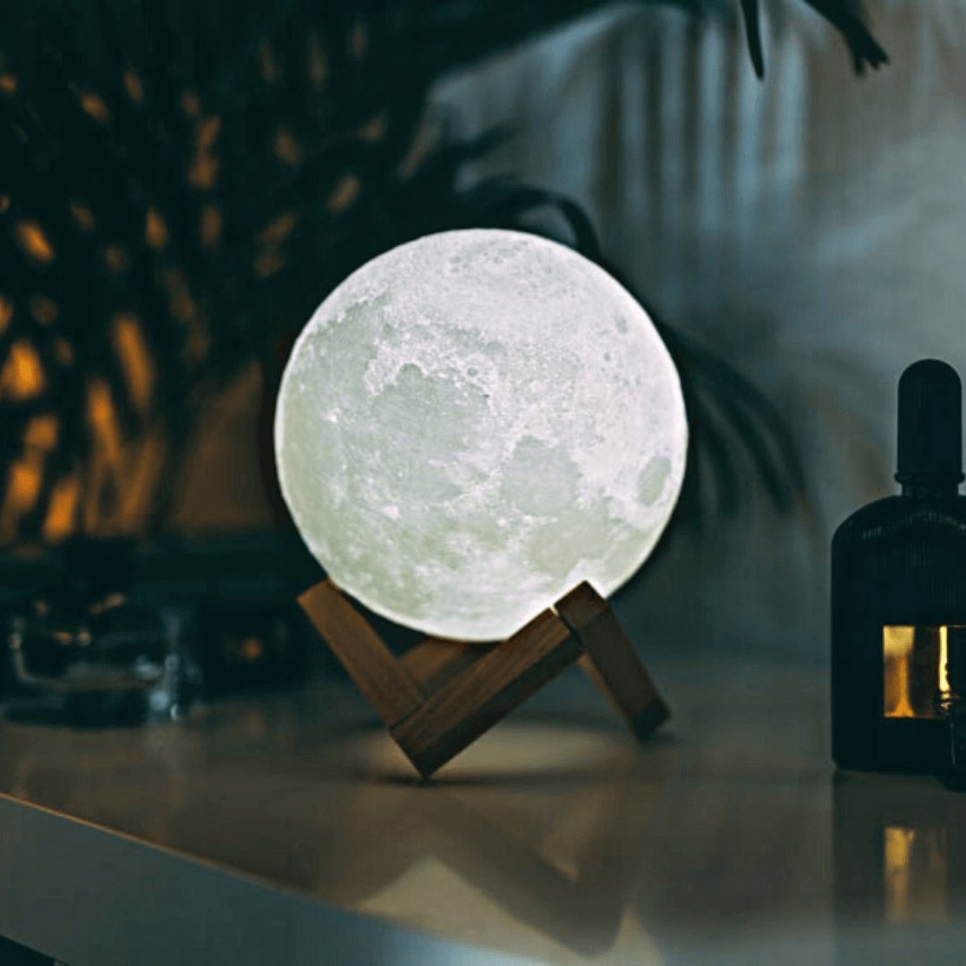 3D Printed Moon Lamp with Touch Control – Portable Night Light in 4 Sizes, Warm White & Cold White Options 0
