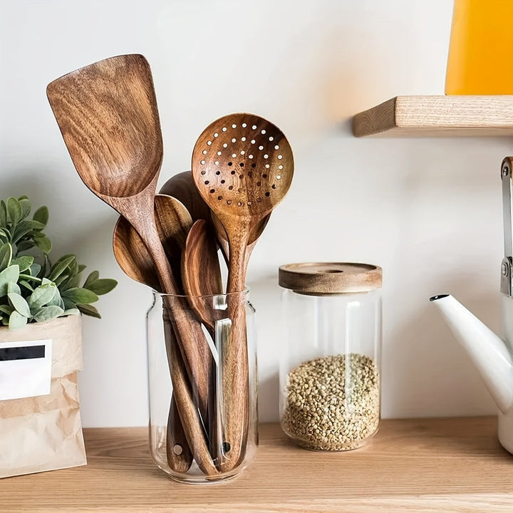 5-Piece Wooden Kitchen Utensil Set - Ergonomic Sustainable Cooking Utensils for Everyday Use 1
