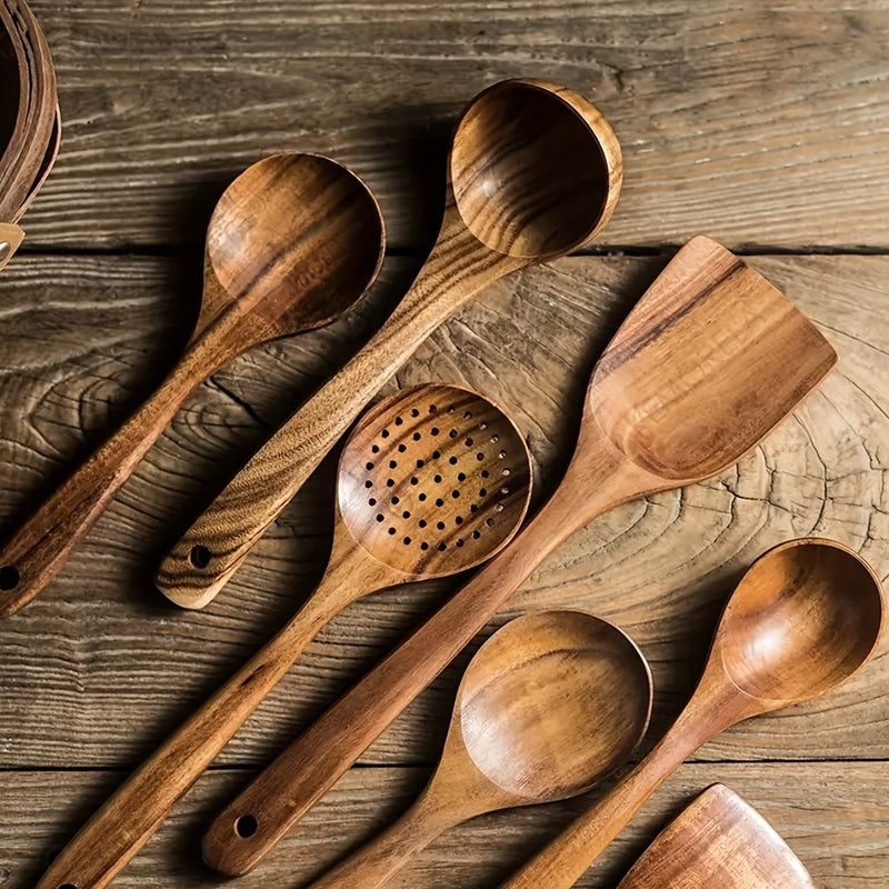 5-Piece Wooden Kitchen Utensil Set - Ergonomic Sustainable Cooking Utensils for Everyday Use 2
