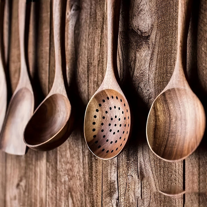 5-Piece Wooden Kitchen Utensil Set - Ergonomic Sustainable Cooking Utensils for Everyday Use 3