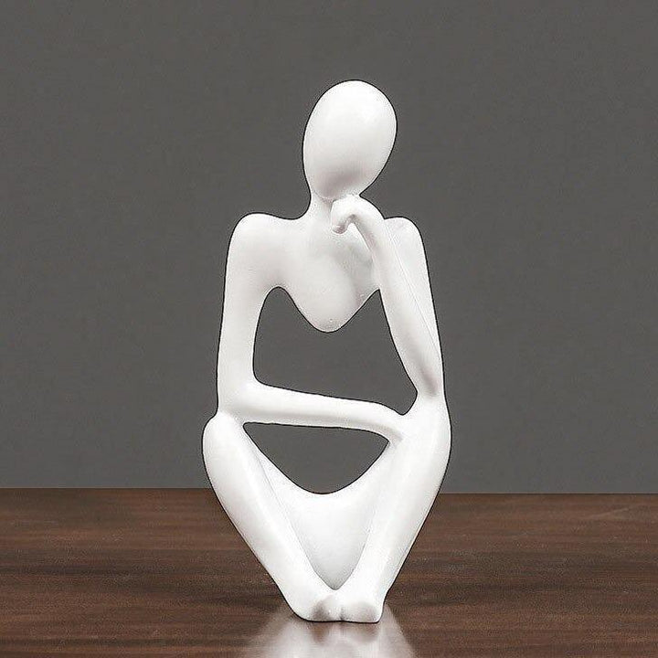 Abstract Thinker Sculpture in White, Black, and Gold – Modern Resin Art for Home and Office Decor 12