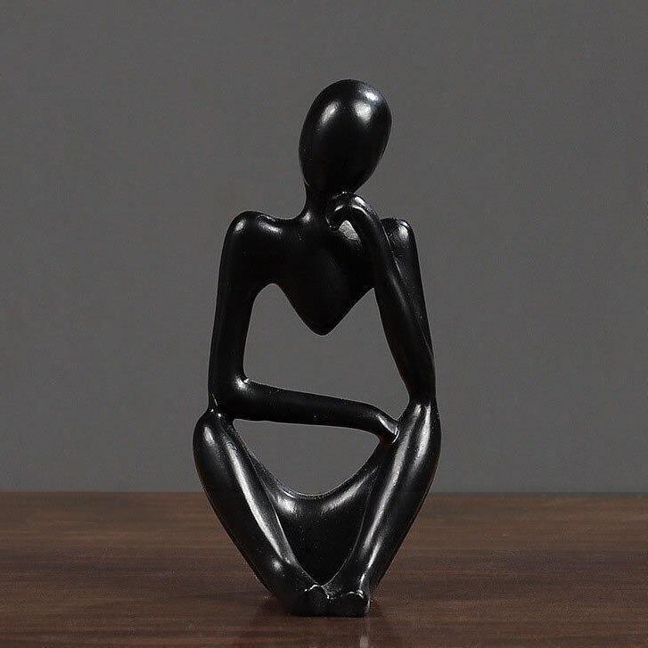Abstract Thinker Sculpture in White, Black, and Gold – Modern Resin Art for Home and Office Decor 9
