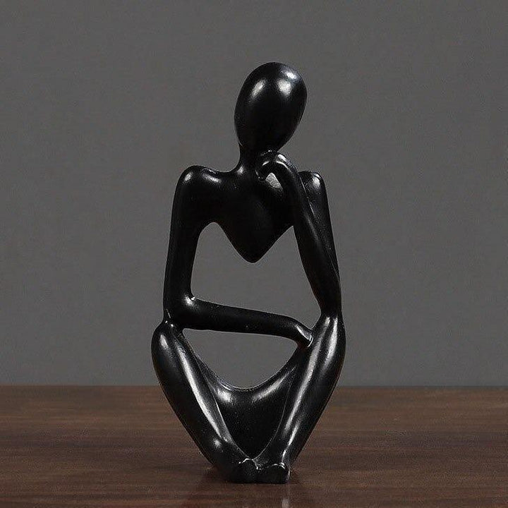 Abstract Thinker Sculpture in White, Black, and Gold – Modern Resin Art for Home and Office Decor 9