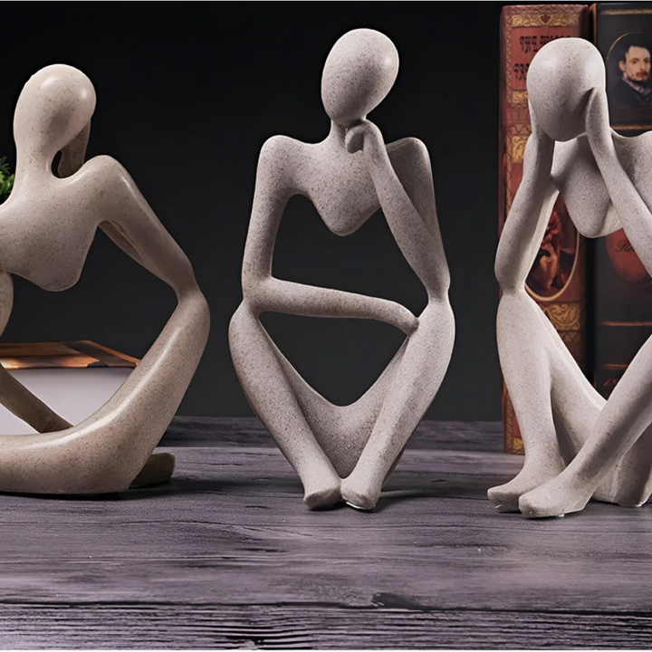 Abstract Thinking Man Sculpture – Modern Resin Art for Home Decor, 24x11 cm, Beige, Minimalist Design 3