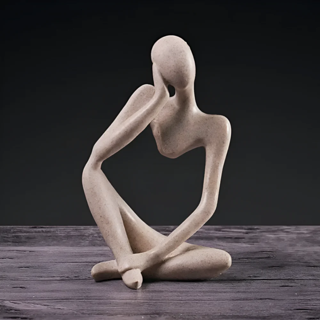 Abstract Thinking Man Sculpture – Modern Resin Art for Home Decor, 24x11 cm, Beige, Minimalist Design 6