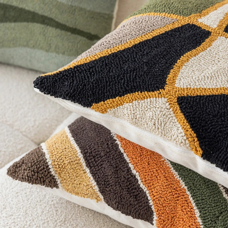 Abstract Tufted Cushion Cover – Soft Velvet with Modern Landscape Design 4