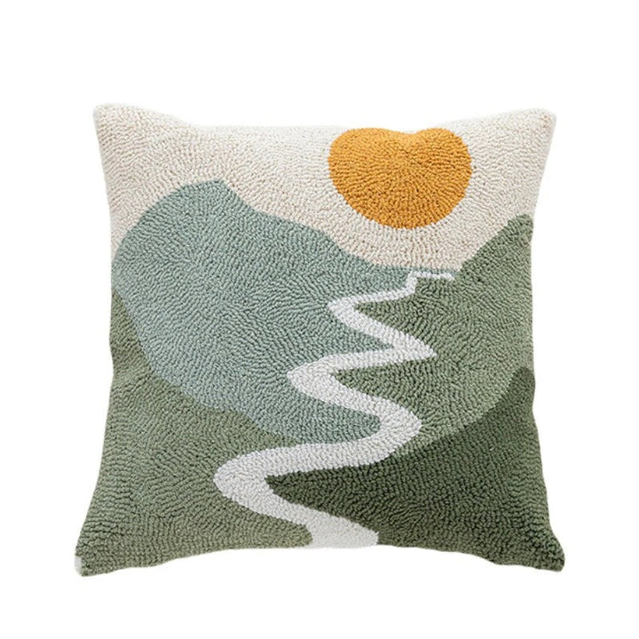 Abstract Tufted Cushion Cover – Soft Velvet with Modern Landscape Design 7