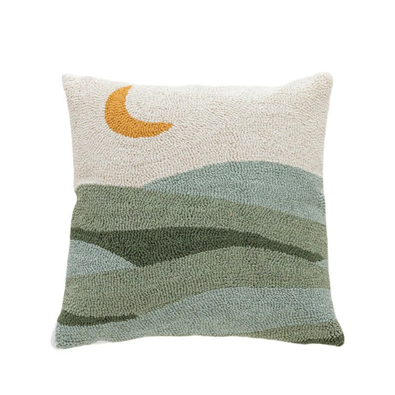 Abstract Tufted Cushion Cover – Soft Velvet with Modern Landscape Design 8