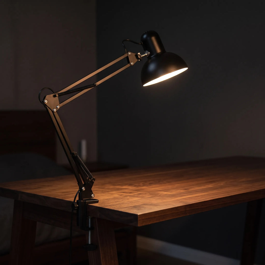 Adjustable Clamp Desk Lamp with Articulated Arm and Swivel Shade – Space-Saving Task Lighting for Workspaces 1