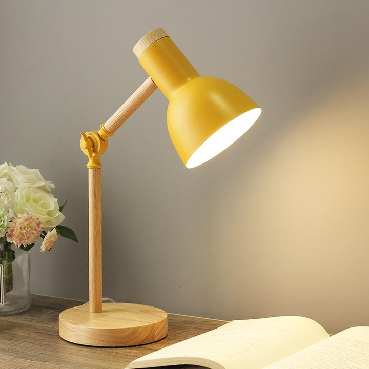 Adjustable Scandinavian Desk Lamp with Natural Wood Base – Modern Minimalist Design, 18-Inch Height, E26/E27 Socket 3