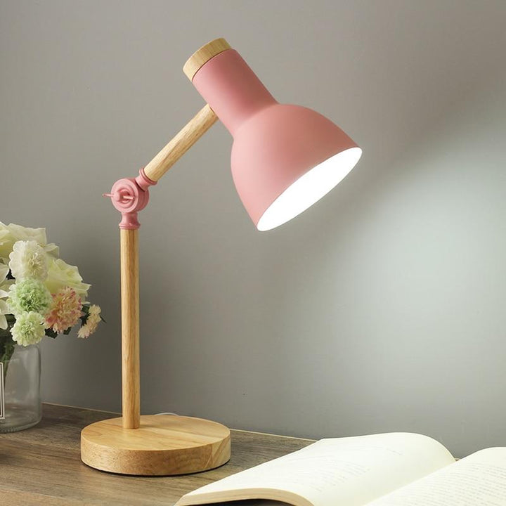 Adjustable Scandinavian Desk Lamp with Natural Wood Base – Modern Minimalist Design, 18-Inch Height, E26/E27 Socket 6