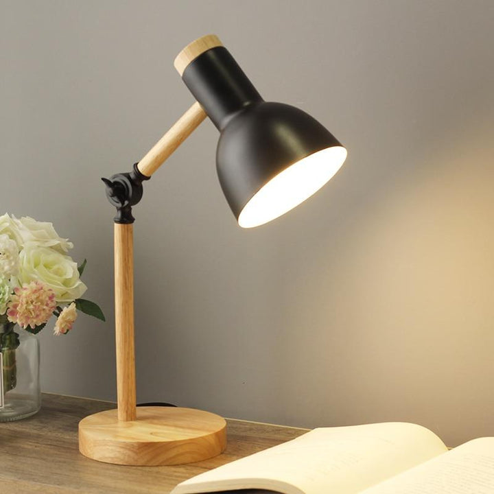 Adjustable Scandinavian Desk Lamp with Natural Wood Base – Modern Minimalist Design, 18-Inch Height, E26/E27 Socket 8