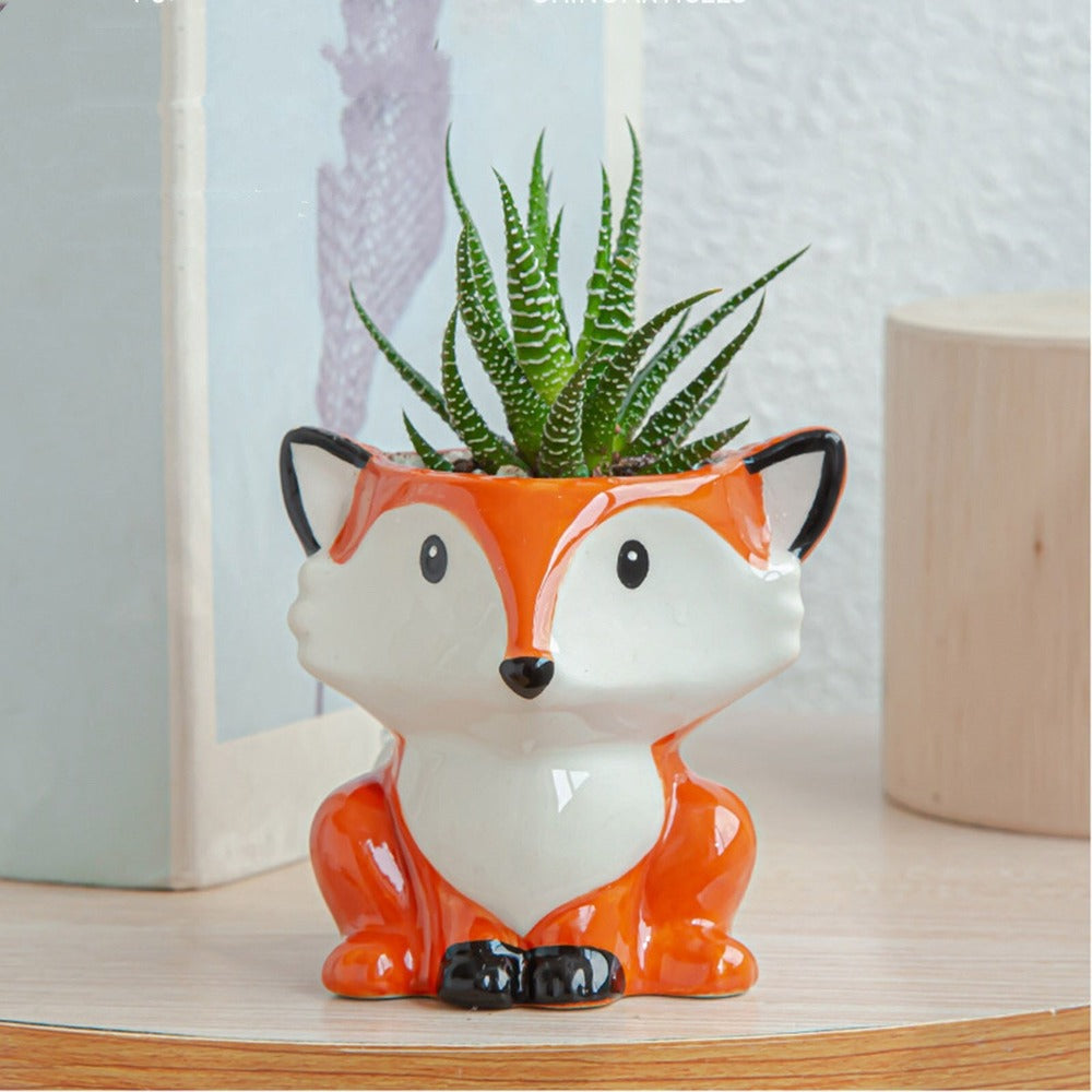 Animal Flower Pots for Succulents – Unique Ceramic Indoor Plant Pots, 8 x 7 x 7.5 cm, Whimsical Designs 0