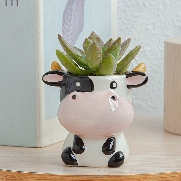 Animal Flower Pots for Succulents – Unique Ceramic Indoor Plant Pots, 8 x 7 x 7.5 cm, Whimsical Designs 3