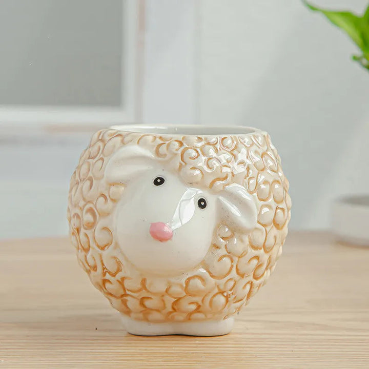 Animal Flower Pots for Succulents – Unique Ceramic Indoor Plant Pots, 8 x 7 x 7.5 cm, Whimsical Designs 4