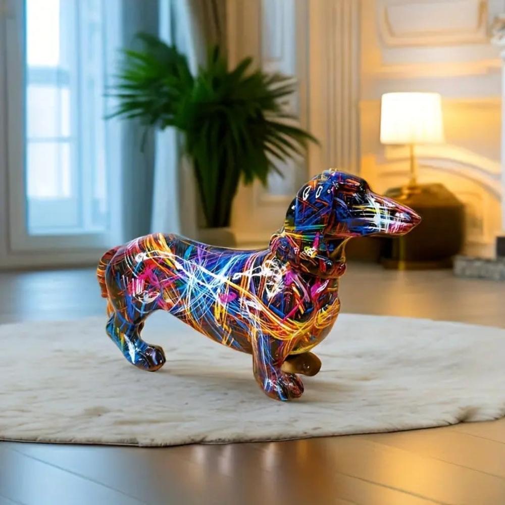Artistic Dachshund Figurine – Unique Resin Dog Statue for Stylish Home Decor 0