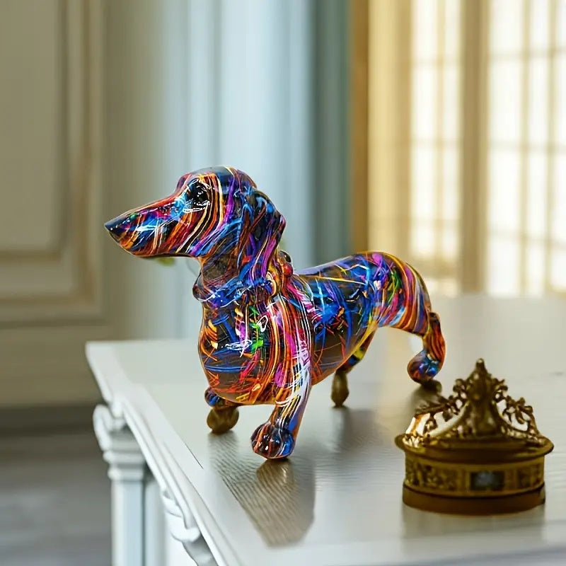 Artistic Dachshund Figurine – Unique Resin Dog Statue for Stylish Home Decor 1