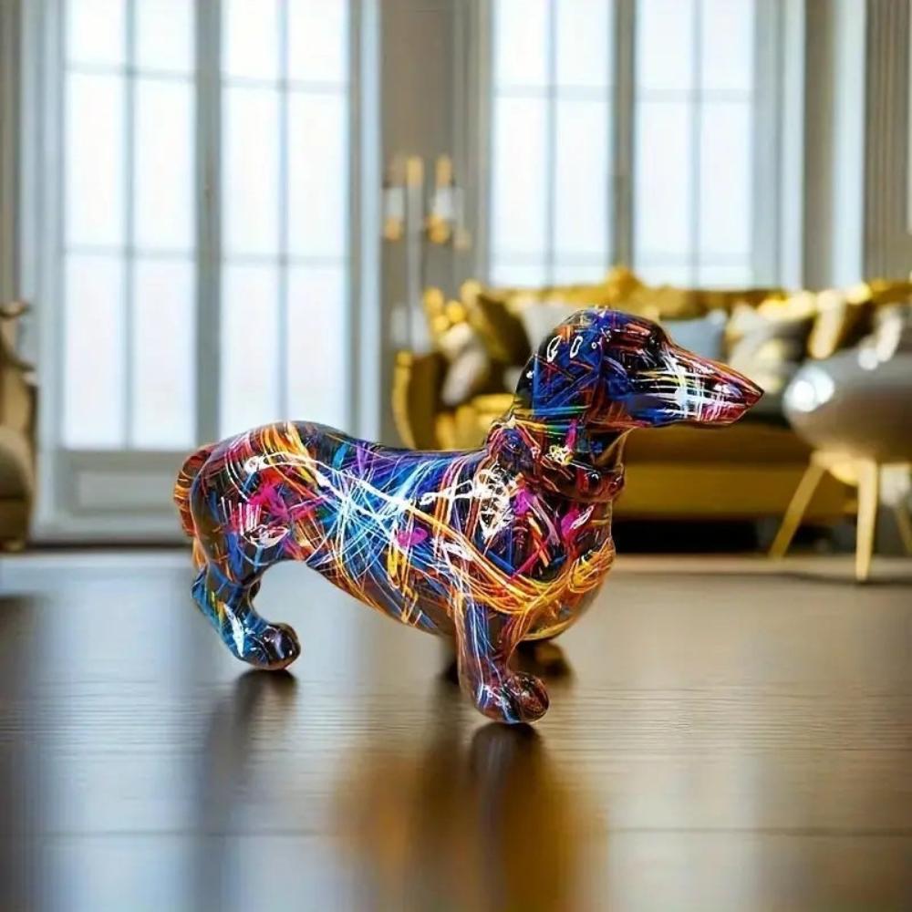 Artistic Dachshund Figurine – Unique Resin Dog Statue for Stylish Home Decor 3