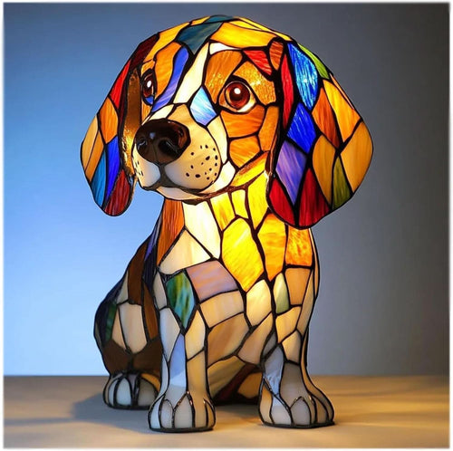 Artistic LED Table Lamp with Dog Breed Silhouettes – Warm Decorative Nightstand Lamp for Bedroom and Living Room 1