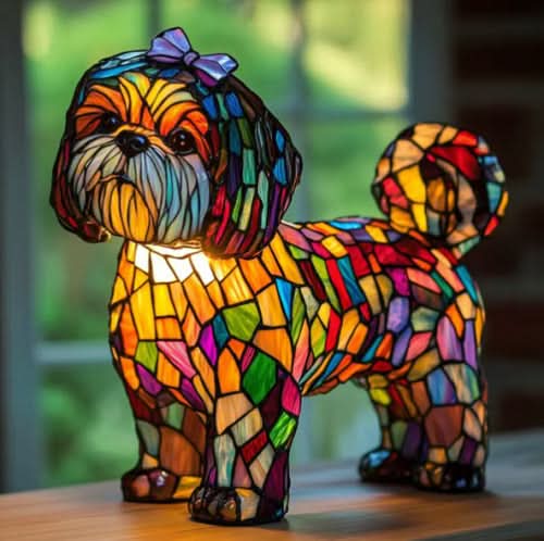 Artistic LED Table Lamp with Dog Breed Silhouettes – Warm Decorative Nightstand Lamp for Bedroom and Living Room 14