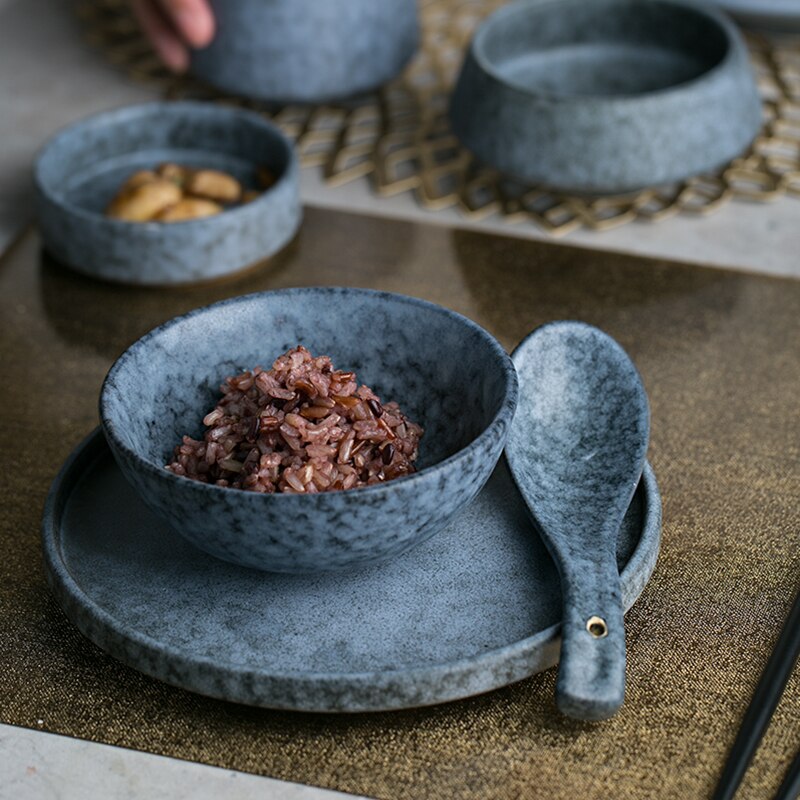 Azur Stoneware Ceramic Dinnerware Set – Vintage Ash Gray Design for Elegant Dining 4