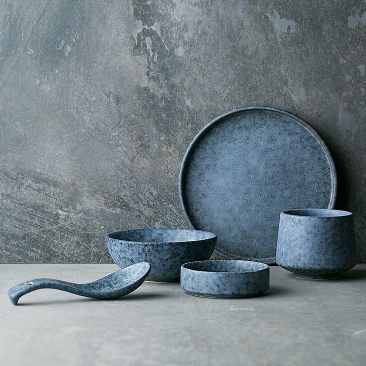 Azur Stoneware Ceramic Dinnerware Set – Vintage Ash Gray Design for Elegant Dining 6