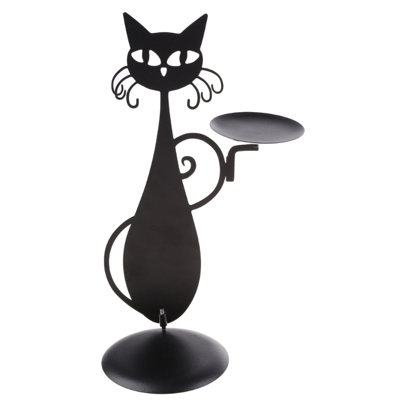 Black Cat-Shaped Candlestick Holder – Decorative Metal Candle Holder for Cozy Ambiance, Ideal for Tea Lights and Small Candles 7