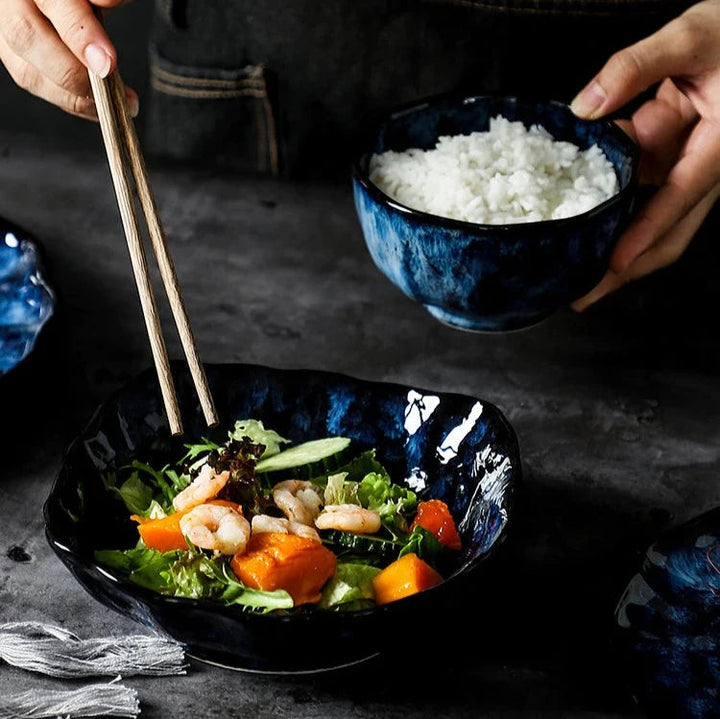 Blue Nebula 10-Piece Dinner Set – Elegant Ceramic Dinnerware Set with Plates and Bowls, Microwave and Dishwasher Safe 6