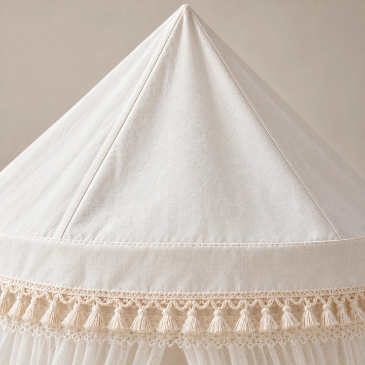 Boho Kids Playhouse Indoor Tent, 120x120 cm Cotton Canvas Pavilion with Roll-Up Walls for Imaginative Play and Reading 2