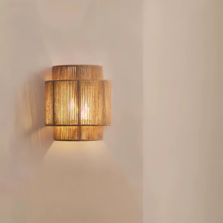 Boho Wall Lamp Made of Hemp Rope and Rattan – Natural Aesthetic Lighting 4