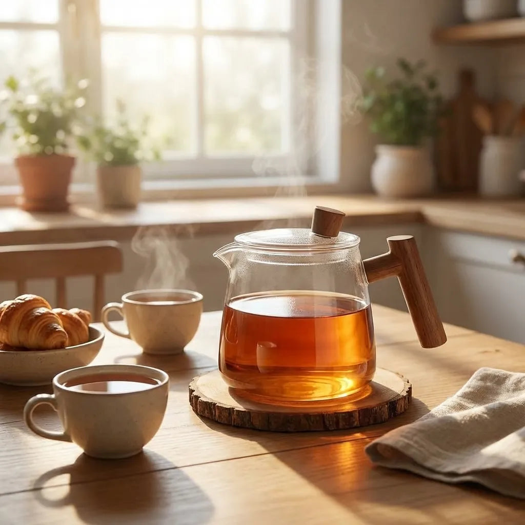 Borosilicate Glass Teapot with Wooden Handle – 550 ml Capacity for Elegant Tea Brewing 4