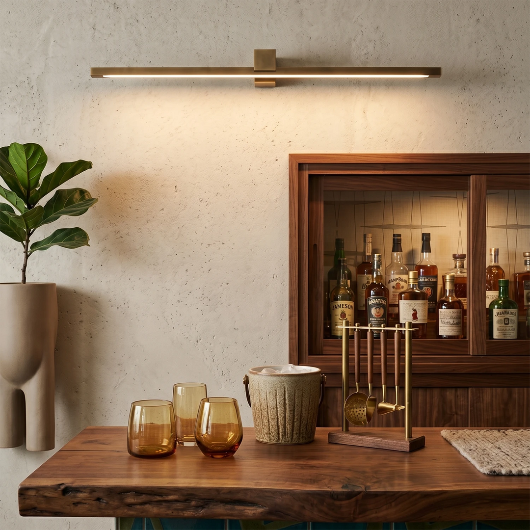 Brass Linear LED Wall Sconce – Modern Bathroom Lights for Elegant Interiors, Moisture-Resistant Design, Ideal for Vanity and Art Display 5
