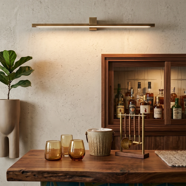 Brass Linear LED Wall Sconce – Modern Bathroom Lights for Elegant Interiors, Moisture-Resistant Design, Ideal for Vanity and Art Display 5