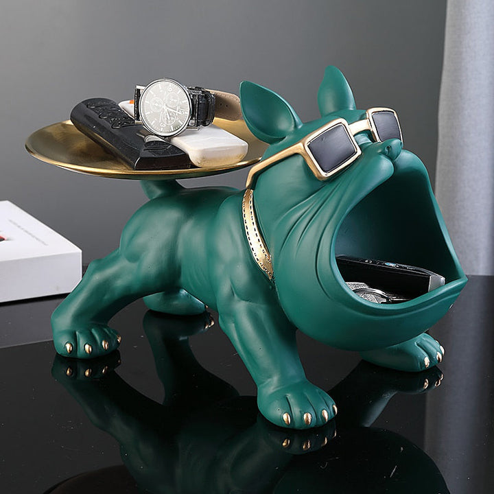 Bulldog Storage Bin and Tray – Whimsical Resin Storage Container for Home and Office Organization 1