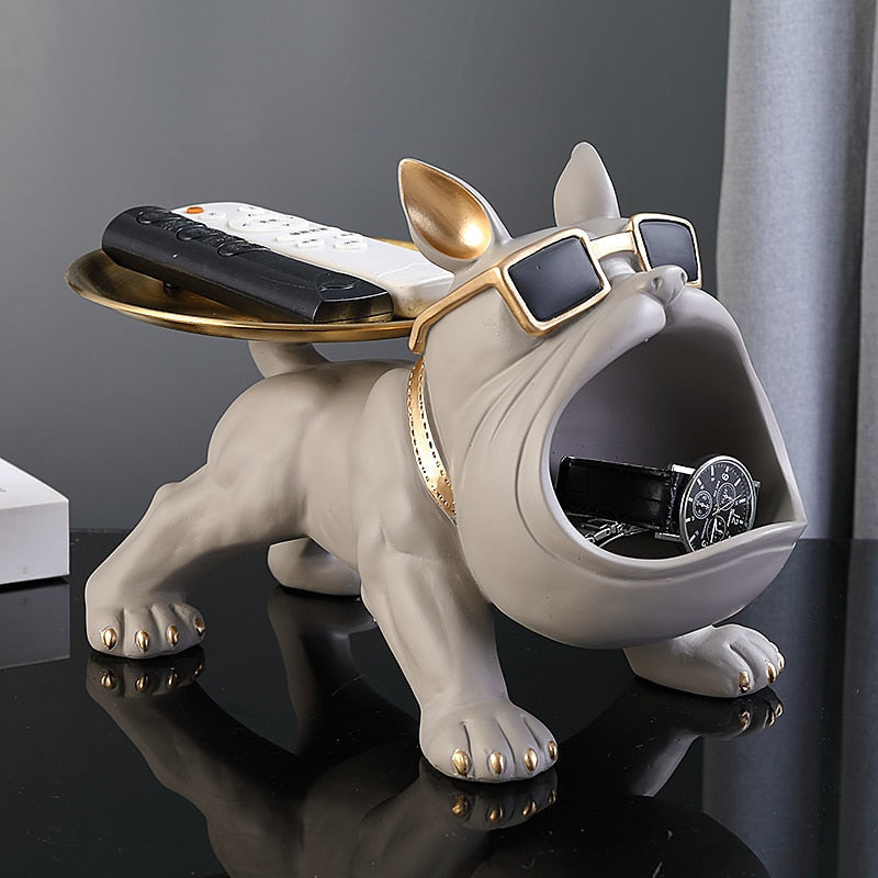 Bulldog Storage Bin and Tray – Whimsical Resin Storage Container for Home and Office Organization 2