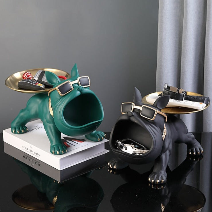 Bulldog Storage Bin and Tray – Whimsical Resin Storage Container for Home and Office Organization 4