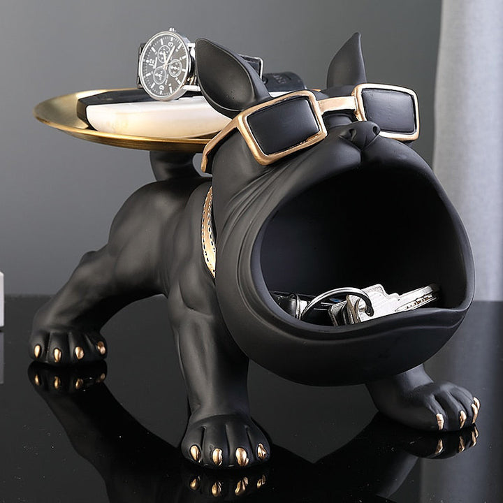 Bulldog Storage Bin and Tray – Whimsical Resin Storage Container for Home and Office Organization 5