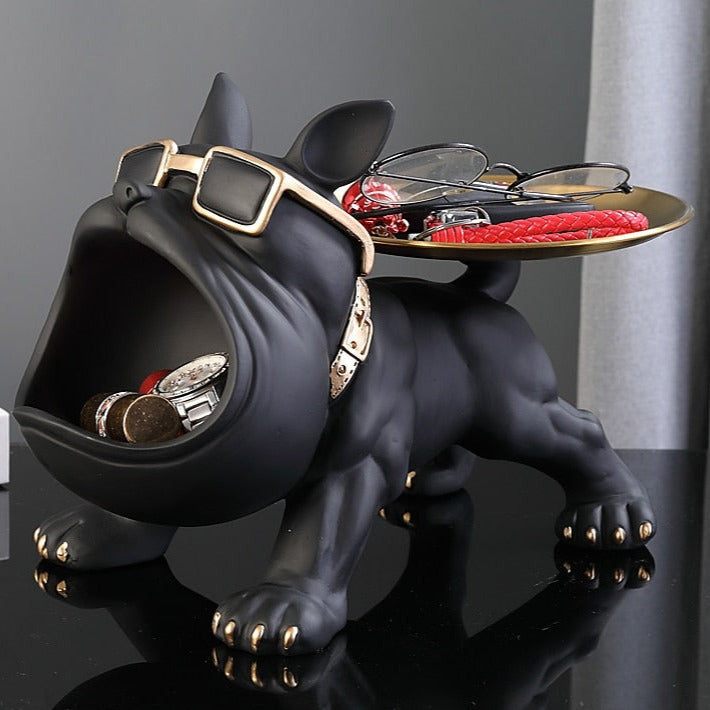 Bulldog Storage Bin and Tray – Whimsical Resin Storage Container for Home and Office Organization 8