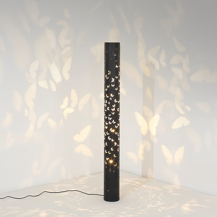 Butterfly Floor Lamp with Ambient Projection – Decorative Column Lamp in Black and White 2