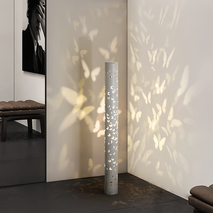 Butterfly Floor Lamp with Ambient Projection – Decorative Column Lamp in Black and White 3