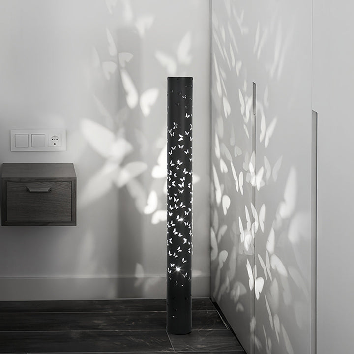 Butterfly Floor Lamp with Ambient Projection – Decorative Column Lamp in Black and White 5